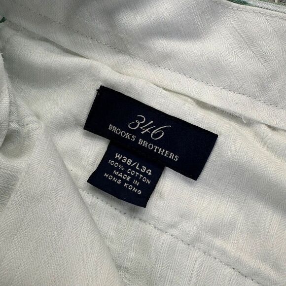 Brooks Brothers 346 Chino Pants Mens 38x33 Green Corduroy Tapered Striped Preppy - Picture 3 of 8